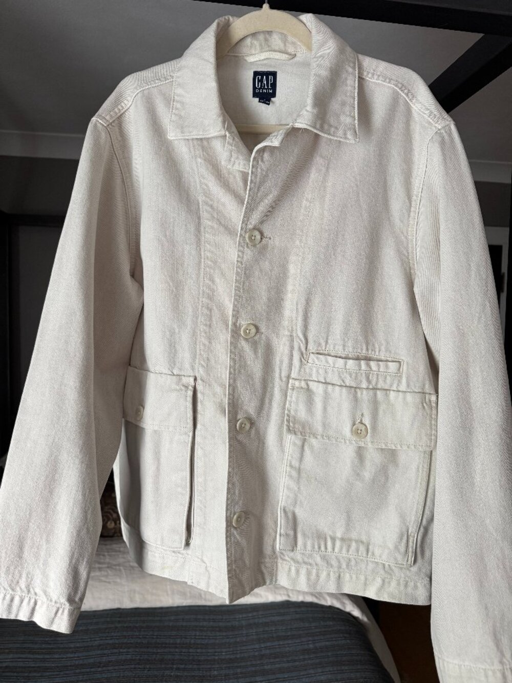 Relaxed White Denim Shirt Jacket - M